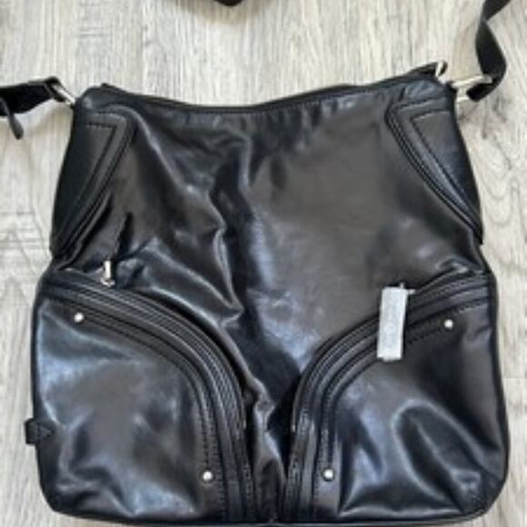 Cole Haan Black Leather Crossbody Shoulder Bag with Gold Hardware - Picture 4 of 12